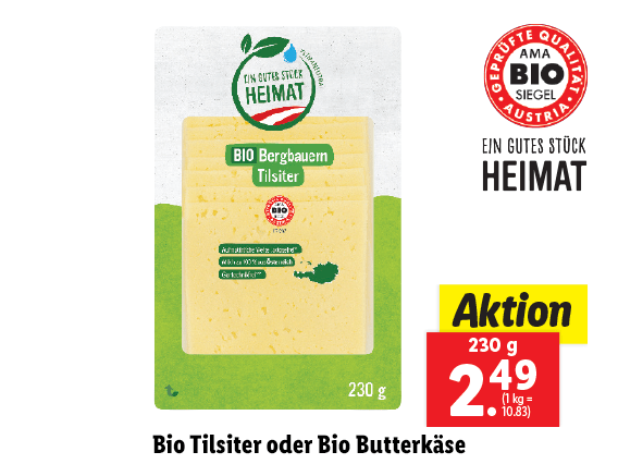  Bio Tilsiter oder Bio Butterkäse