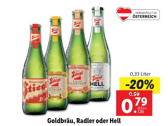  Stiegl Goldbräu, Radler oder Hell