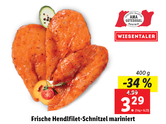 Frische Hendlfilet-Schnitzel mariniert 
