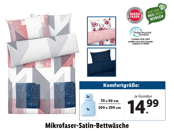  Mikrofaser-Satin-Bettwäsche, Komfortgröße
