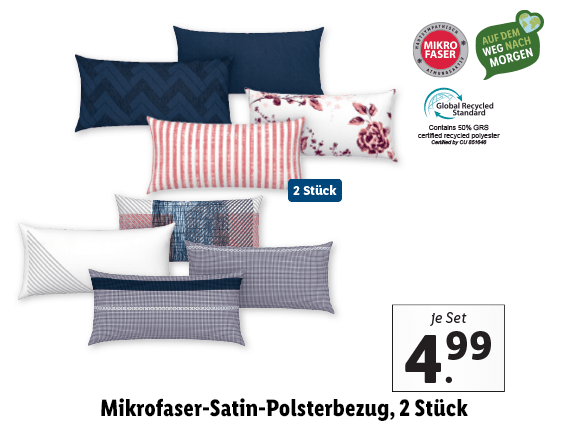 Mikrofaser-Satin-Polsterbezug, 2 Stück 