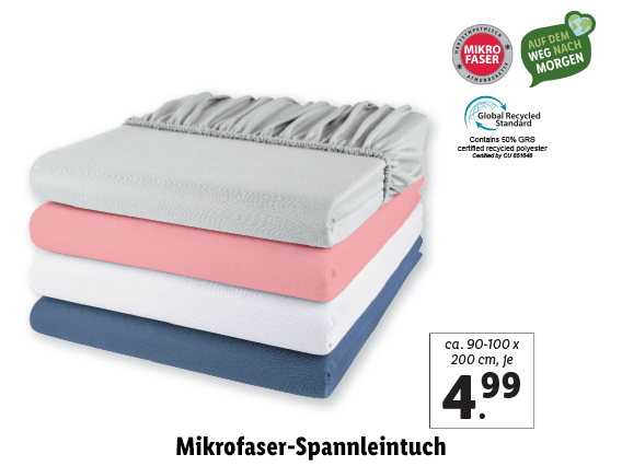 Mikrofaser-Spannleintuch, ca. 90-100 x 200 cm 