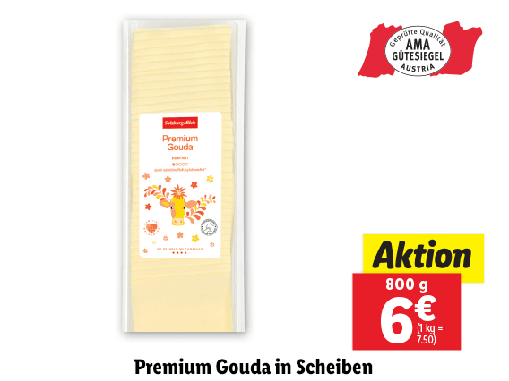 Salzburger Milch Premium Gouda in Scheiben 