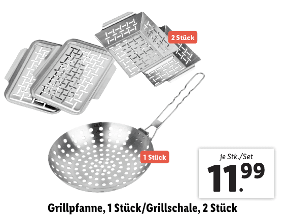 Grillmeister® Grillpfanne, 1 Stück/Grillschale, 2 Stück 