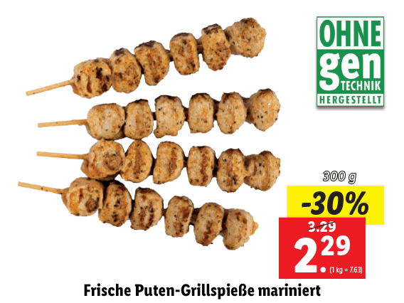 Frische Puten-Grillspieße mariniert 