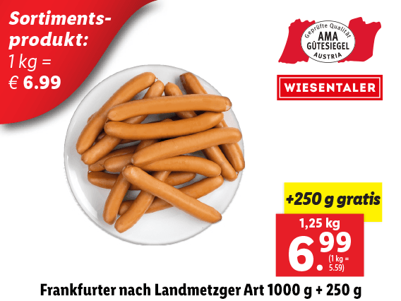 Frankfurter nach Landmetzger Art 1000 g + 250 g gratis 