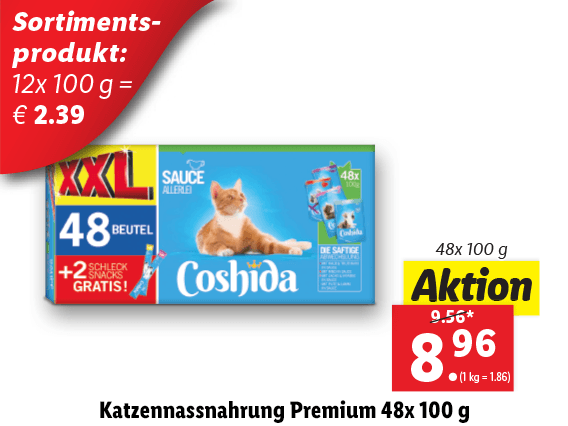 Katzennassnahrung Premium 48x 100 g 