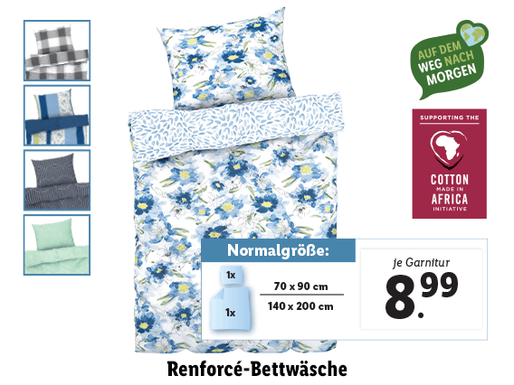 Renforcé-Bettwäsche, Normalgröße 