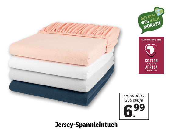 Jersey-Spannleintuch, ca. 90-100 x 200 cm 
