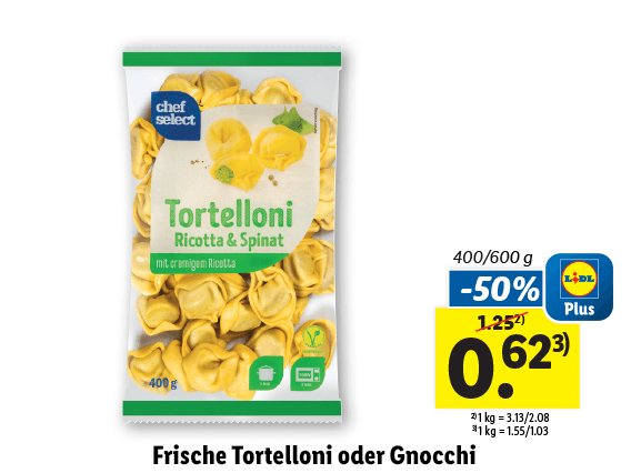  Frische Tortelloni oder Gnocchi 
