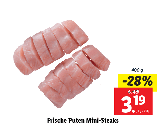 Frische Puten Mini-Steaks 