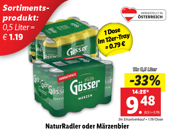 Gösser NaturRadler oder Märzenbier 