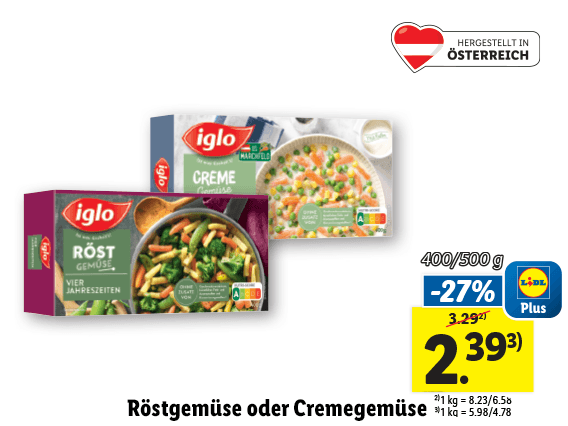 Iglo Röstgemüse oder Cremegemüse 