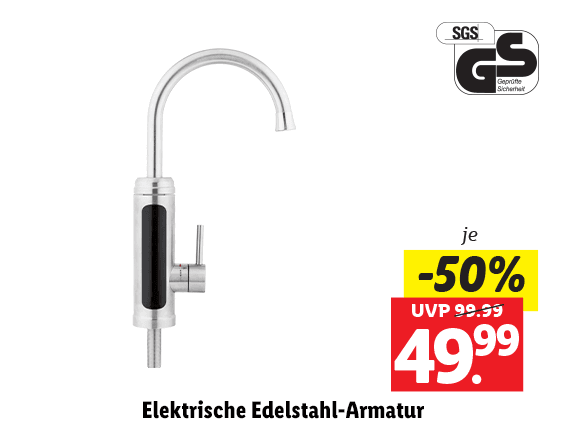  Easymaxx Elektrische Edelstahl-Armatur 