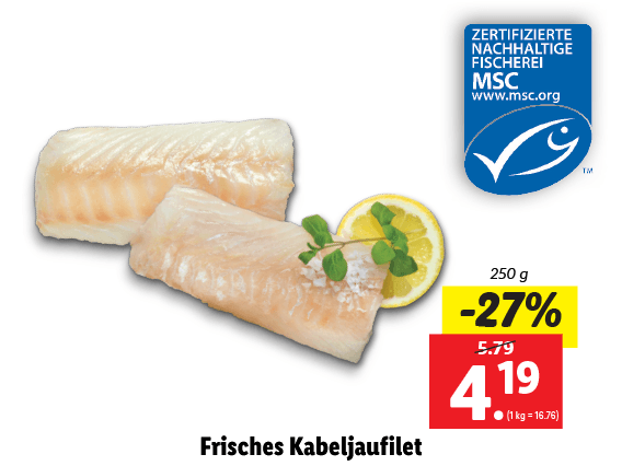 Frisches Kabeljaufilet 