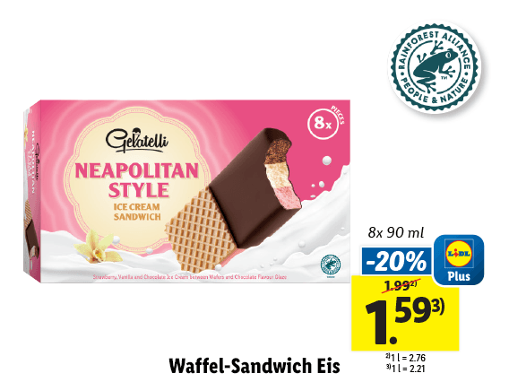 Waffel-Sandwich Eis 