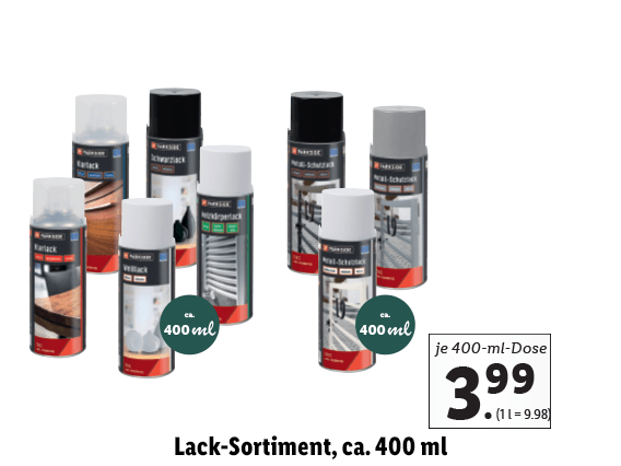  Lack-Sortiment, ca. 400 ml