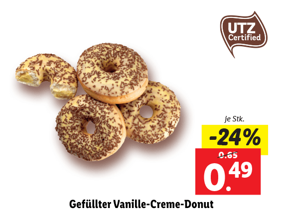 Gefüllter Vanille-Creme-Donut 