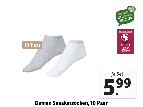 Damen/Herren Sneakersocken, 10 Paar