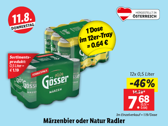 Gösser Natur Radler oder Märzenbier 