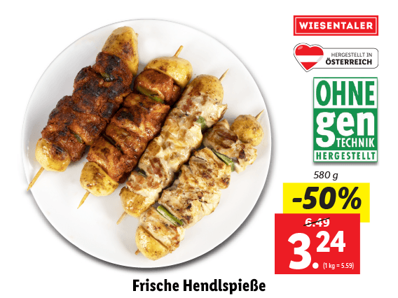 Frische Hendlspieße 