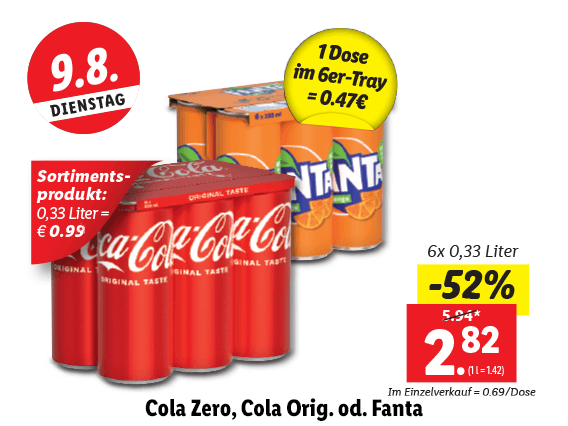  Cola Zero, Cola Original oder Fanta