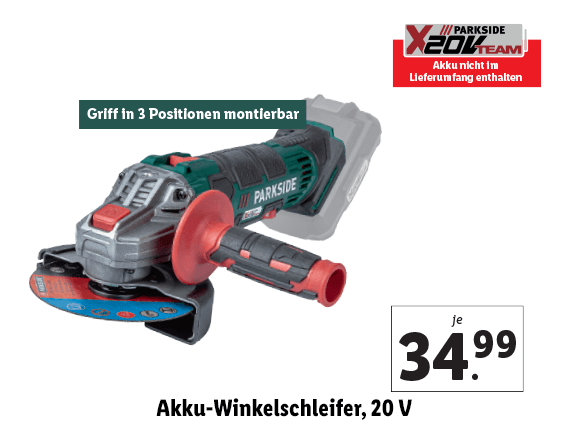 Akku-Winkelschleifer, 20 V 