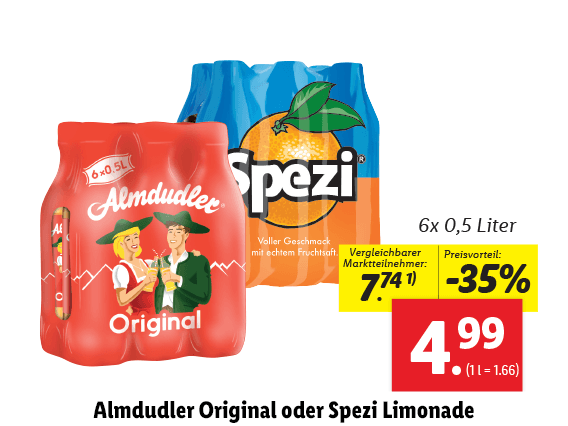 Almdudler Original oder Spezi Limonade 