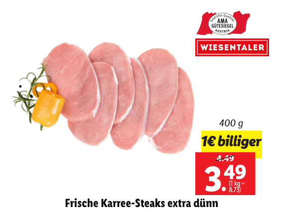 Frische Karree-Steaks extra dünn 