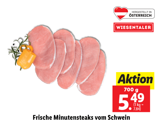 Frische Minutensteaks vom Schwein 