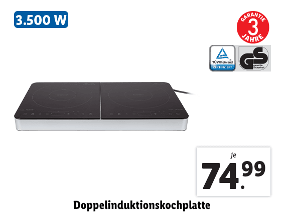  Doppelinduktionskochplatte