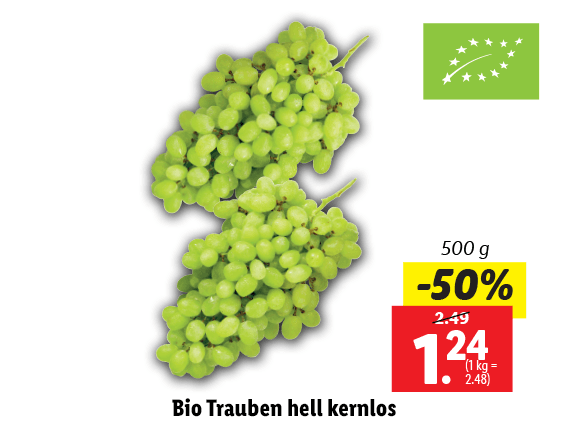 Bio Trauben hell kernlos 