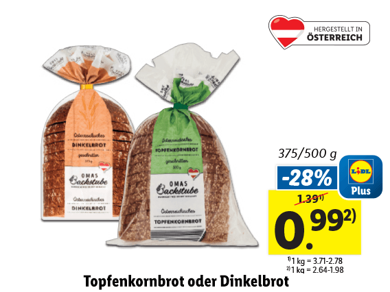  Topfenkornbrot oder Dinkelbrot geschnitten 