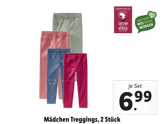 Mädchen Treggings, 2 Stück 