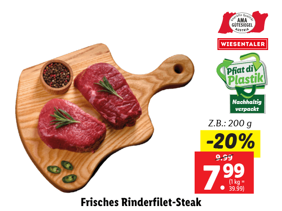 Frisches Rinderfilet-Steak 