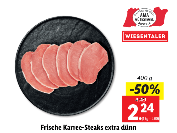 Frische Karree-Steaks extra dünn 