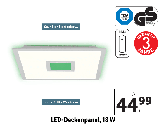 LED-Deckenpanel, 18 W 