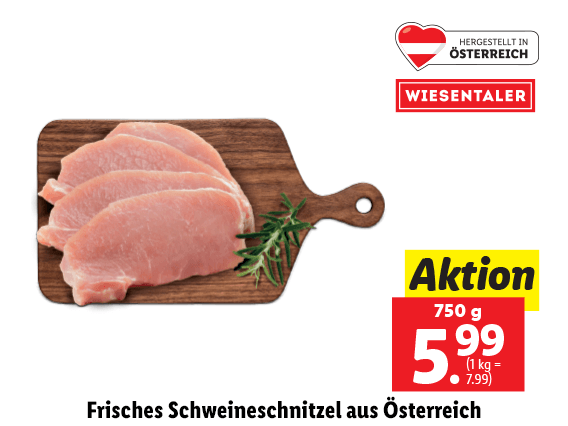 Frisches Schweineschnitzel aus Österreich 