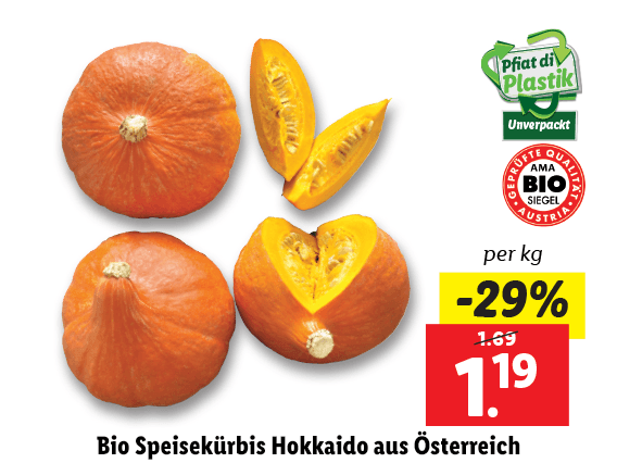 Bio Speisekürbis Hokkaido aus Österreich 
