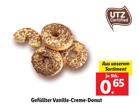 Gefüllter Vanille-Creme-Donut 