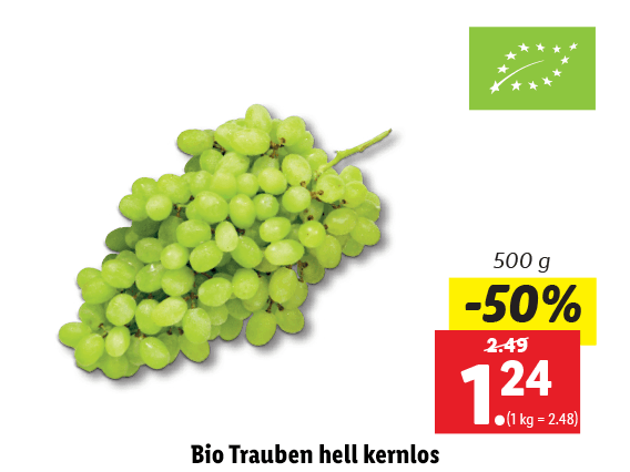 Bio Trauben hell kernlos 
