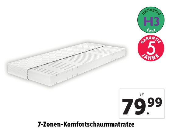 7-Zonen-Komfortschaummatratze, H3 