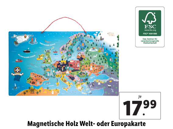 Magnetische Holz Welt- oder Europakarte 