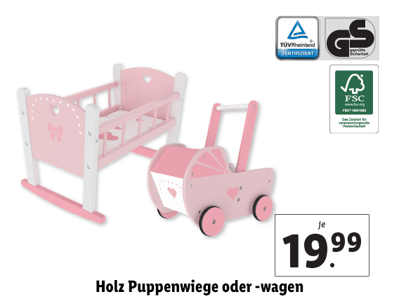 Holz Puppenwiege oder -wagen 