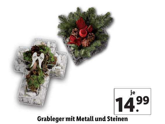 Grableger mit Metall und Steinen 