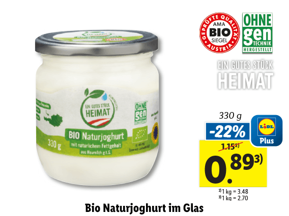 Bio Naturjoghurt im Glas 