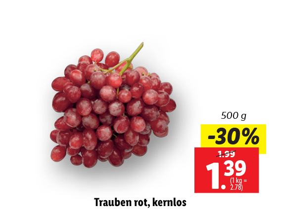 Trauben rot, kernlos 