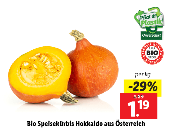 Bio Speisekürbis Hokkaido aus Österreich 