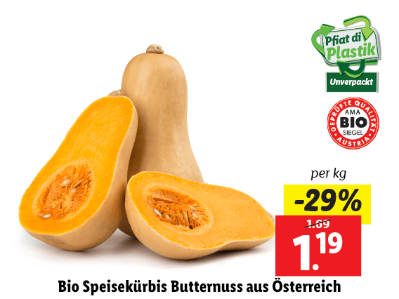 Bio Speisekürbis Butternuss aus Österreich 