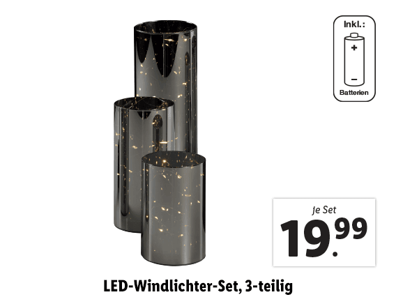 LED-Dekokugeln-/​-Windlichter-Set, 3-teilig 